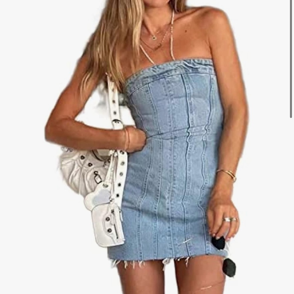 Denim Strapless Mini Dress